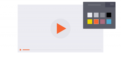 Video player with branded color palette.