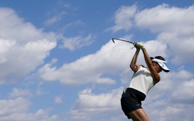 MAINEVILLE, OHIO - SEPTEMBER 21: Lydia Ko of New Zealand plays her shot from the seventh tee during the third round of the Kroger Queen City Championship presented by P&G 2024 at TPC River's Bend on September 21, 2024 in Maineville, Ohio. (Photo by Dylan Buell/Getty Images)